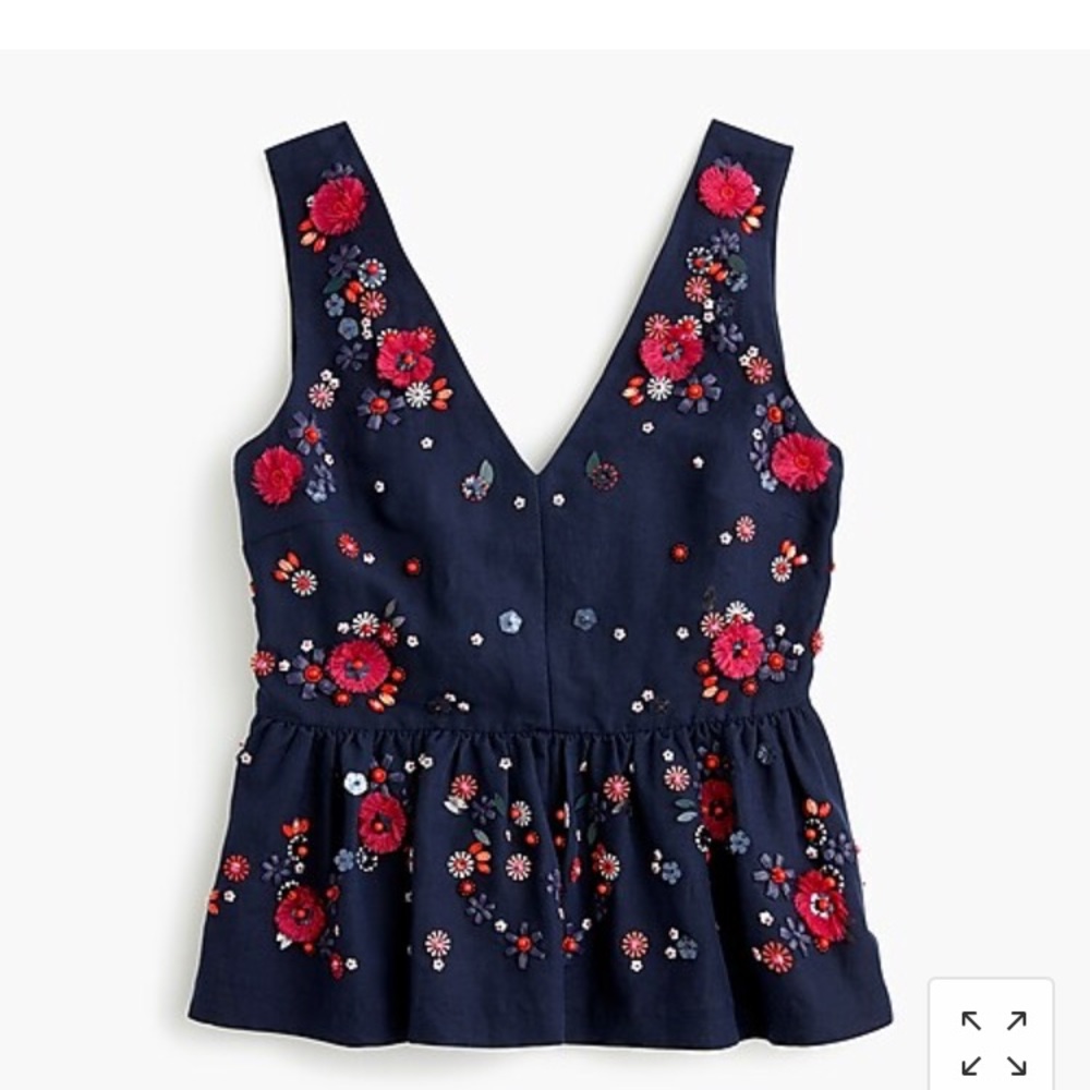 Hand embellished j crew linen top